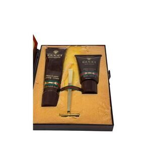 GUCCI Accessory RAZOR VINTAGE Men's Hair Beard Mustache Gold W/ Cremes Box